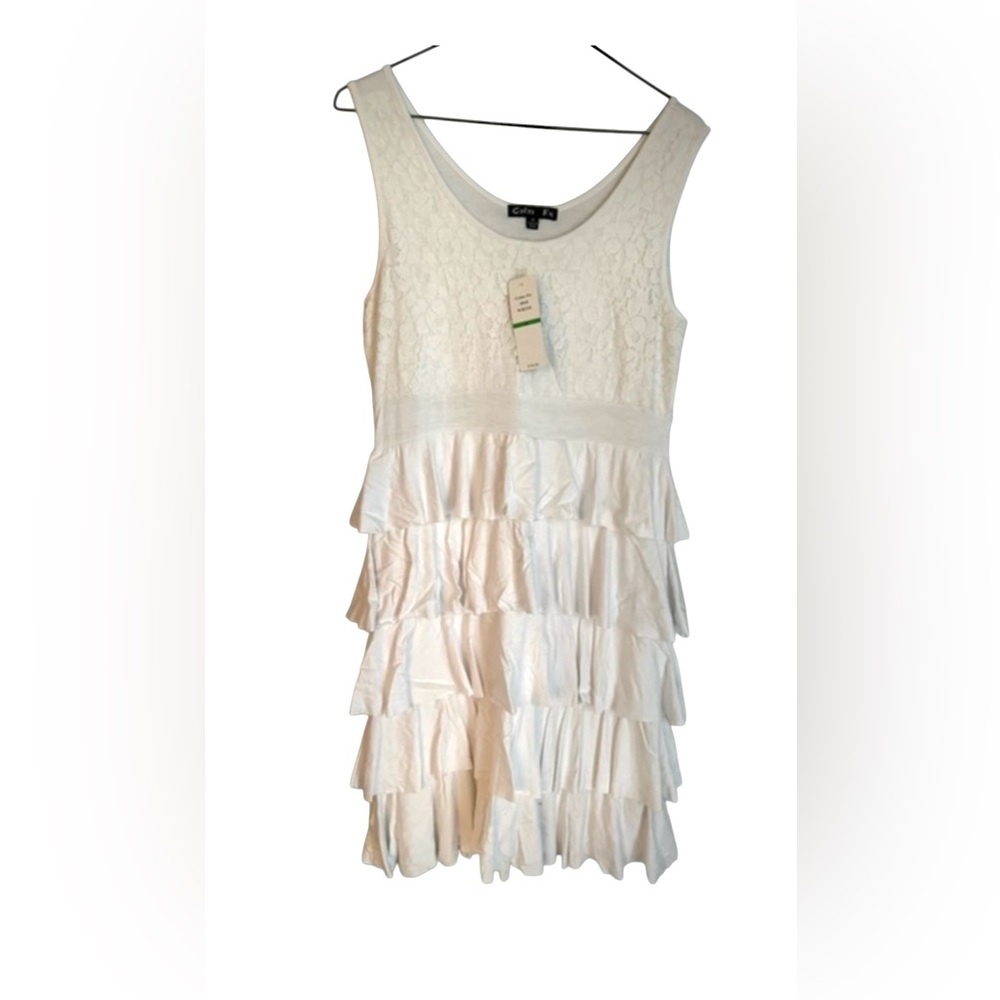 Color FX White Lace Ruffle Dress NWT Medium